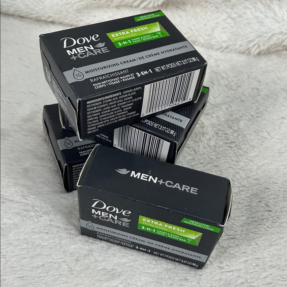 4 Men’s Dove Moisturizing Hand & Body Face Shave Bar Extra Fresh 3-n-1